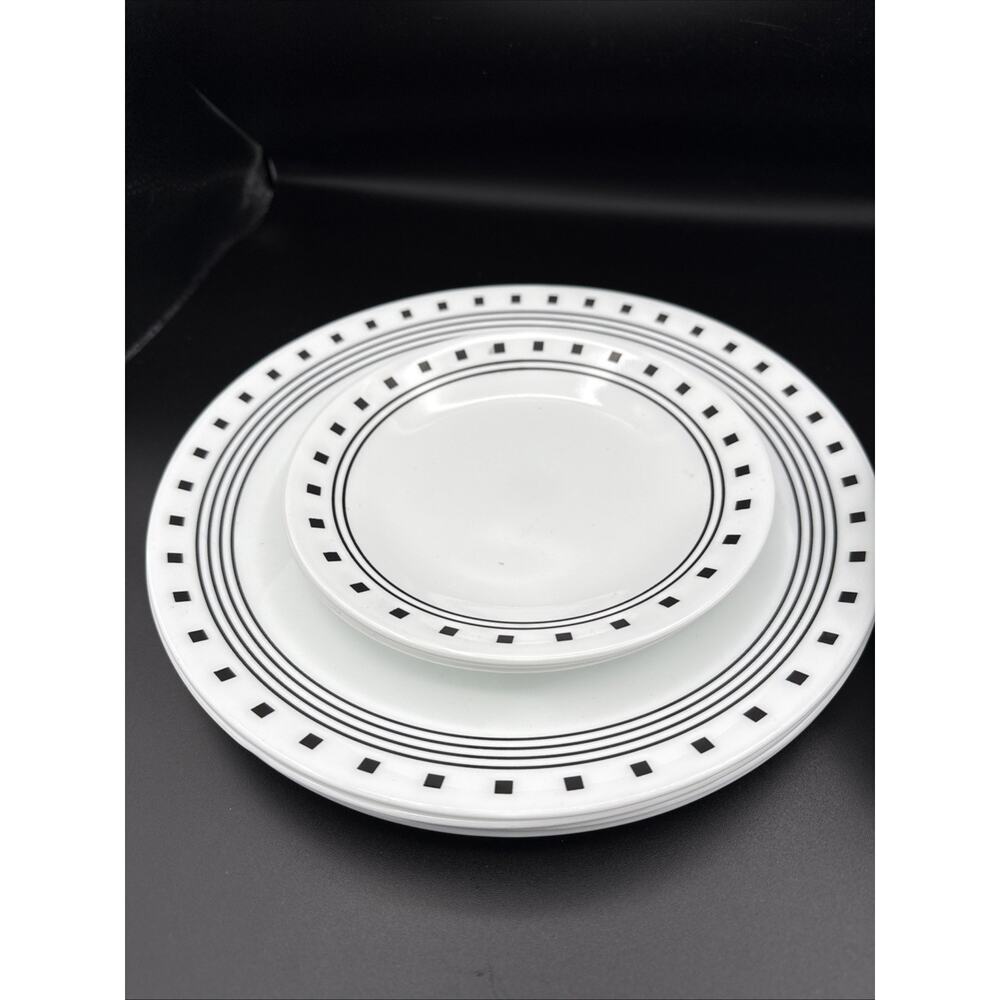 Set Of Corelle Vitrelle City Block 4 Cereal Bowls, 4 Dinner & 3Salad Plates - Picture 2 of 9